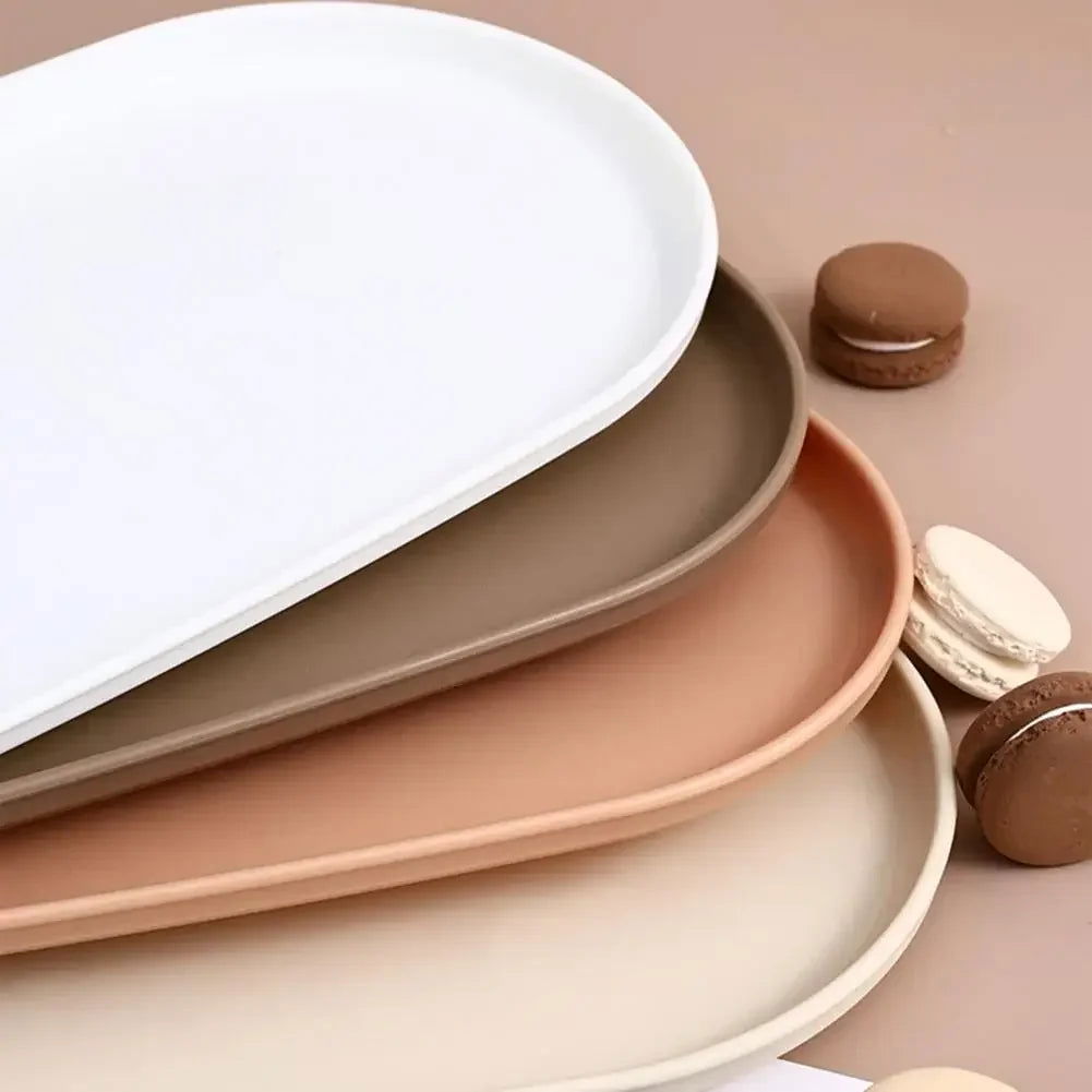 Fruit Plate Dessert Tray Stackable Oval Food Serving Tray Free Bone Dish Snack Plate Reusable Smooth Edge Food Plate for Kitchen - Slobuy