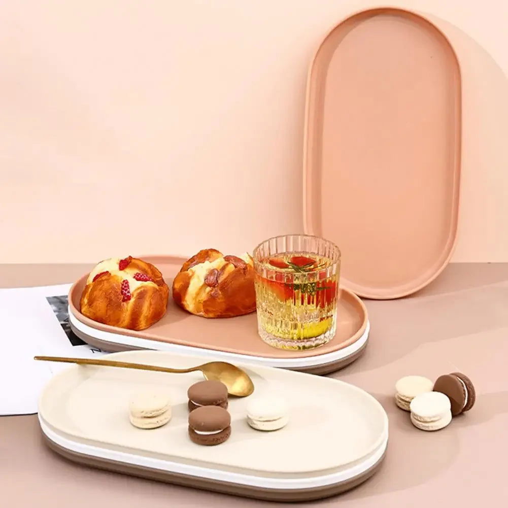 Fruit Plate Dessert Tray Stackable Oval Food Serving Tray Free Bone Dish Snack Plate Reusable Smooth Edge Food Plate for Kitchen - Slobuy
