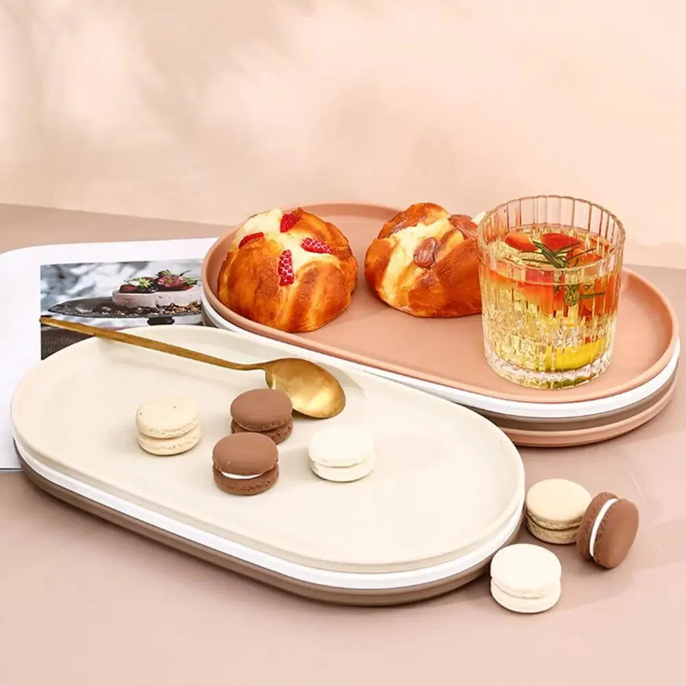Fruit Plate Dessert Tray Stackable Oval Food Serving Tray Free Bone Dish Snack Plate Reusable Smooth Edge Food Plate for Kitchen - Slobuy