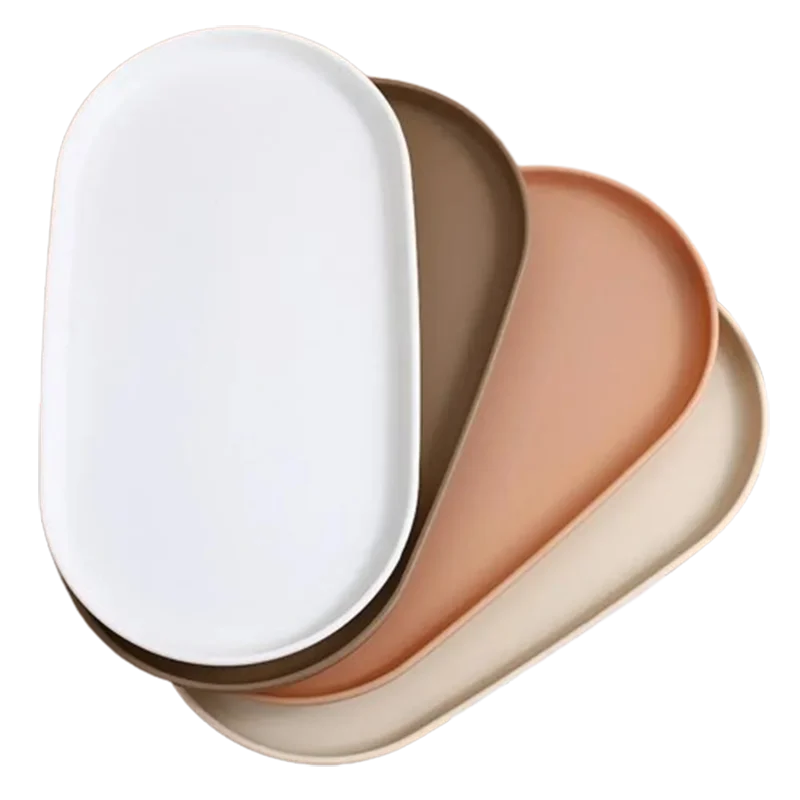 Fruit Plate Dessert Tray Stackable Oval Food Serving Tray Free Bone Dish Snack Plate Reusable Smooth Edge Food Plate for Kitchen - Slobuy