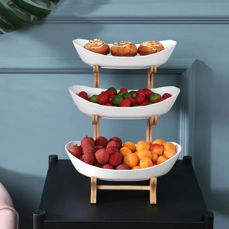 Fruit Plate Snack Plate European-style High-end Internet-famous Display Plate Modern Creative Living Room Household Multi-layer - Slobuy