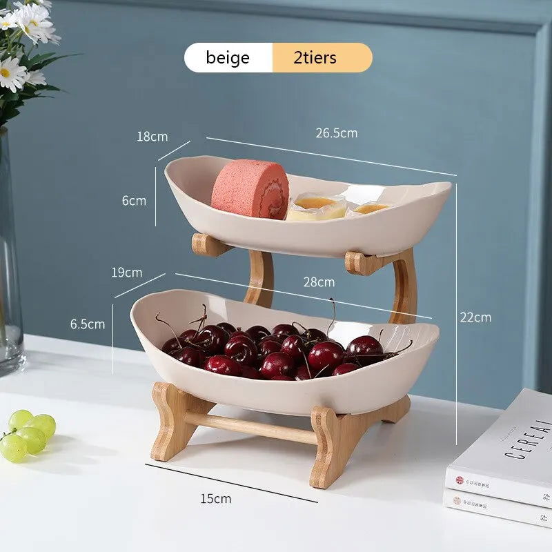 Fruit Plate Snack Plate European-style High-end Internet-famous Display Plate Modern Creative Living Room Household Multi-layer - Slobuy