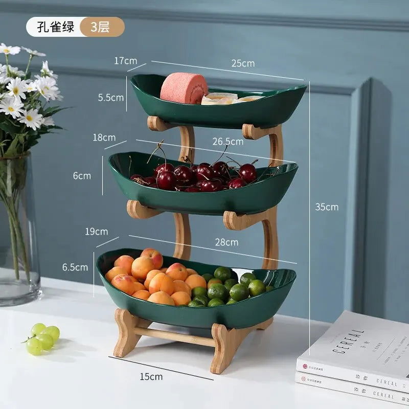 Fruit Plate Snack Plate European-style High-end Internet-famous Display Plate Modern Creative Living Room Household Multi-layer - Slobuy