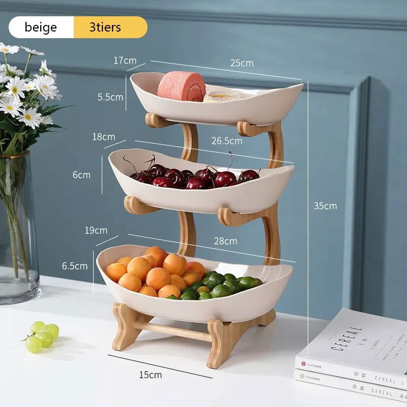 Fruit Plate Snack Plate European-style High-end Internet-famous Display Plate Modern Creative Living Room Household Multi-layer - Slobuy