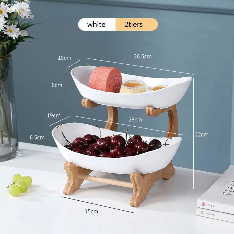 Fruit Plate Snack Plate European-style High-end Internet-famous Display Plate Modern Creative Living Room Household Multi-layer - Slobuy