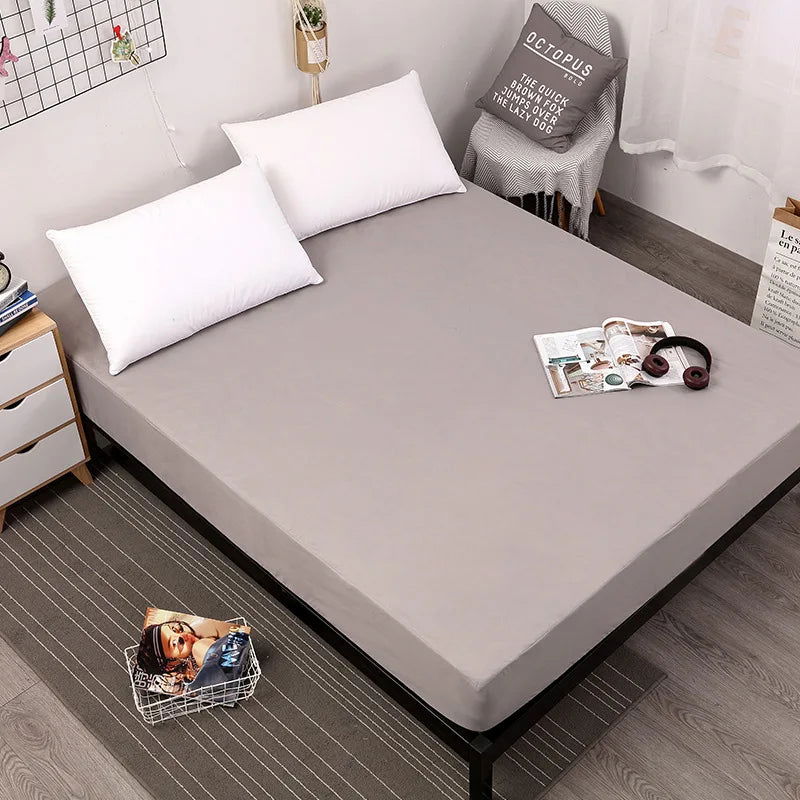 Waterproof Bed Fitted Sheet Soft Breathable Mattress cover Grey Queen/King/Twin/Full - Slobuy