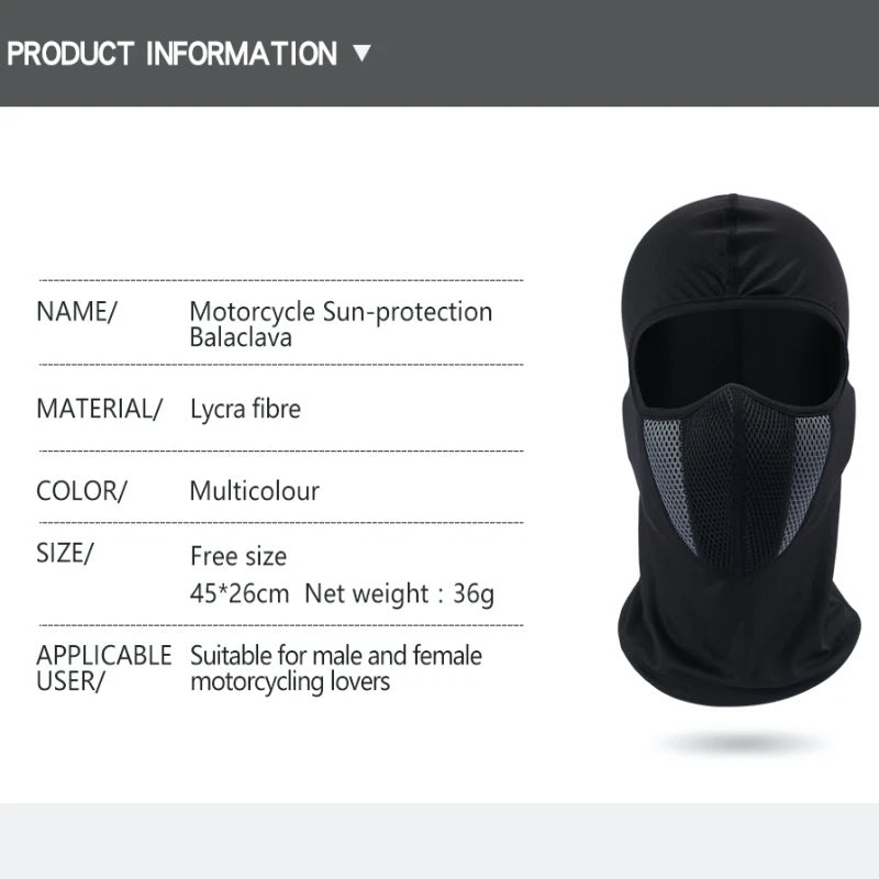 Full Face Mask Cycling Windproof Headgear Motorcycle Balaclava Breathable Outdoor Sports Men CS Mask Head Cover Hat - Slobuy
