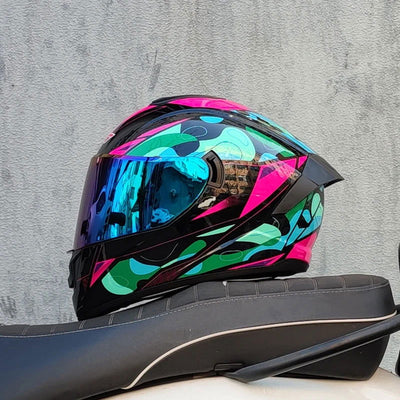Full Face Racing Helmets Winter Warm Double Visor Motorcycle Helmet Motorbike Sports helmet - Slobuy