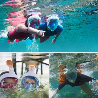 Full Face Snorkel Mask Snorkeling Swimming Diving Mask Wide View Anti-Fog Anti-Leak Safe Breathing System for Adult Kids Gift - Slobuy