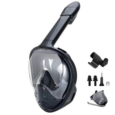 Full Face Snorkel Mask with Detachable Camera Mount,Snorkeling Swimming Diving Mask Wide View Anti-Fog Anti-Leak for Adult Kids - Slobuy