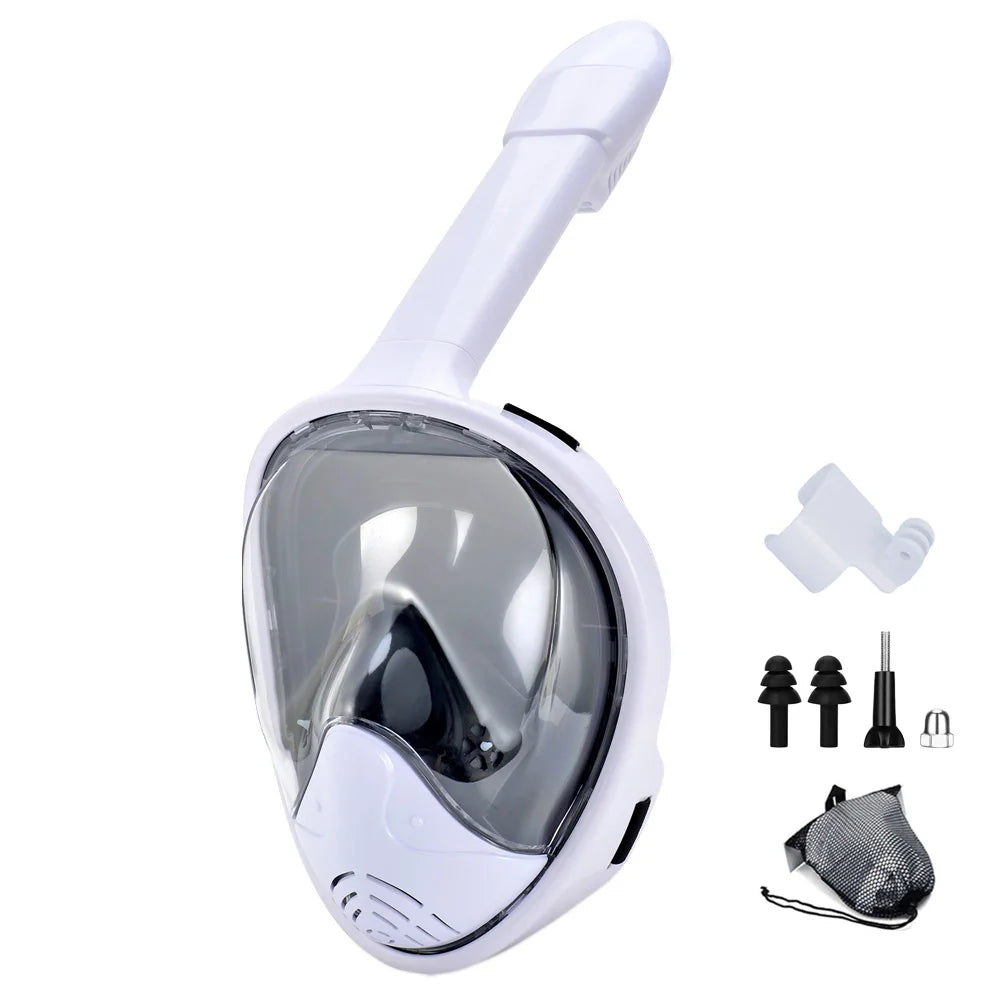 Full Face Snorkel Mask with Detachable Camera Mount,Snorkeling Swimming Diving Mask Wide View Anti-Fog Anti-Leak for Adult Kids - Slobuy
