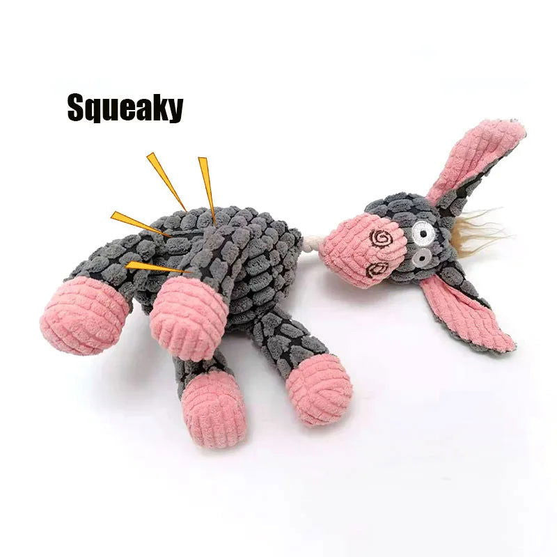 Fun Pet Toy Donkey Shape Corduroy Chew Toy For Dogs Puppy Squeaker Squeaky Plush Bone Molar Dog Toy Pet Training Dog Accessories - Slobuy