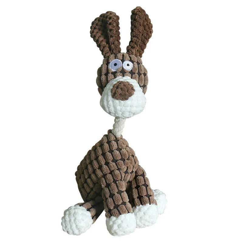 Fun Pet Toy Donkey Shape Corduroy Chew Toy For Dogs Puppy Squeaker Squeaky Plush Bone Molar Dog Toy Pet Training Dog Accessories - Slobuy
