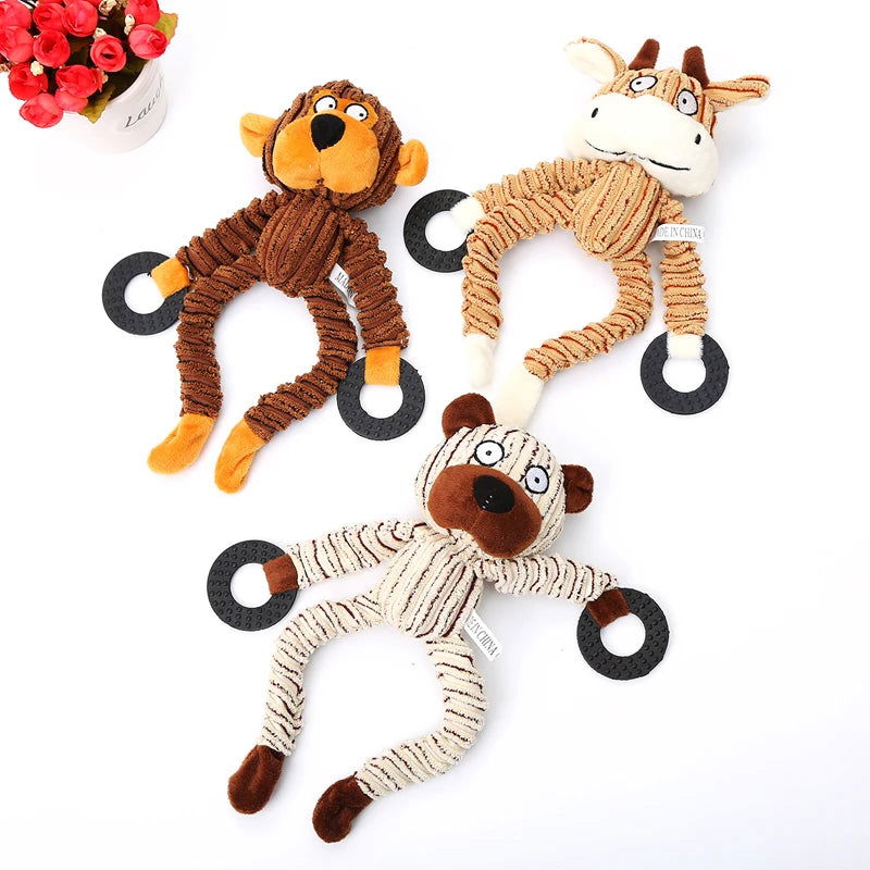 Fun Pet Toy Donkey Shape Corduroy Chew Toy For Dogs Puppy Squeaker Squeaky Plush Bone Molar Dog Toy Pet Training Dog Accessories - Slobuy