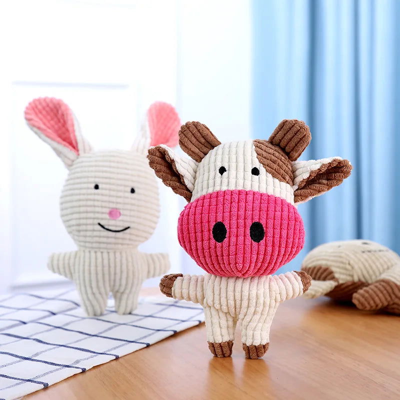 Fun Pet Toy Donkey Shape Corduroy Chew Toy For Dogs Puppy Squeaker Squeaky Plush Bone Molar Dog Toy Pet Training Dog Accessories - Slobuy