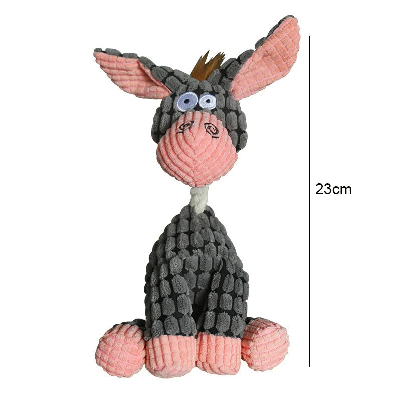 Fun Pet Toy Donkey Shape Corduroy Chew Toy For Dogs Puppy Squeaker Squeaky Plush Bone Molar Dog Toy Pet Training Dog Accessories - Slobuy