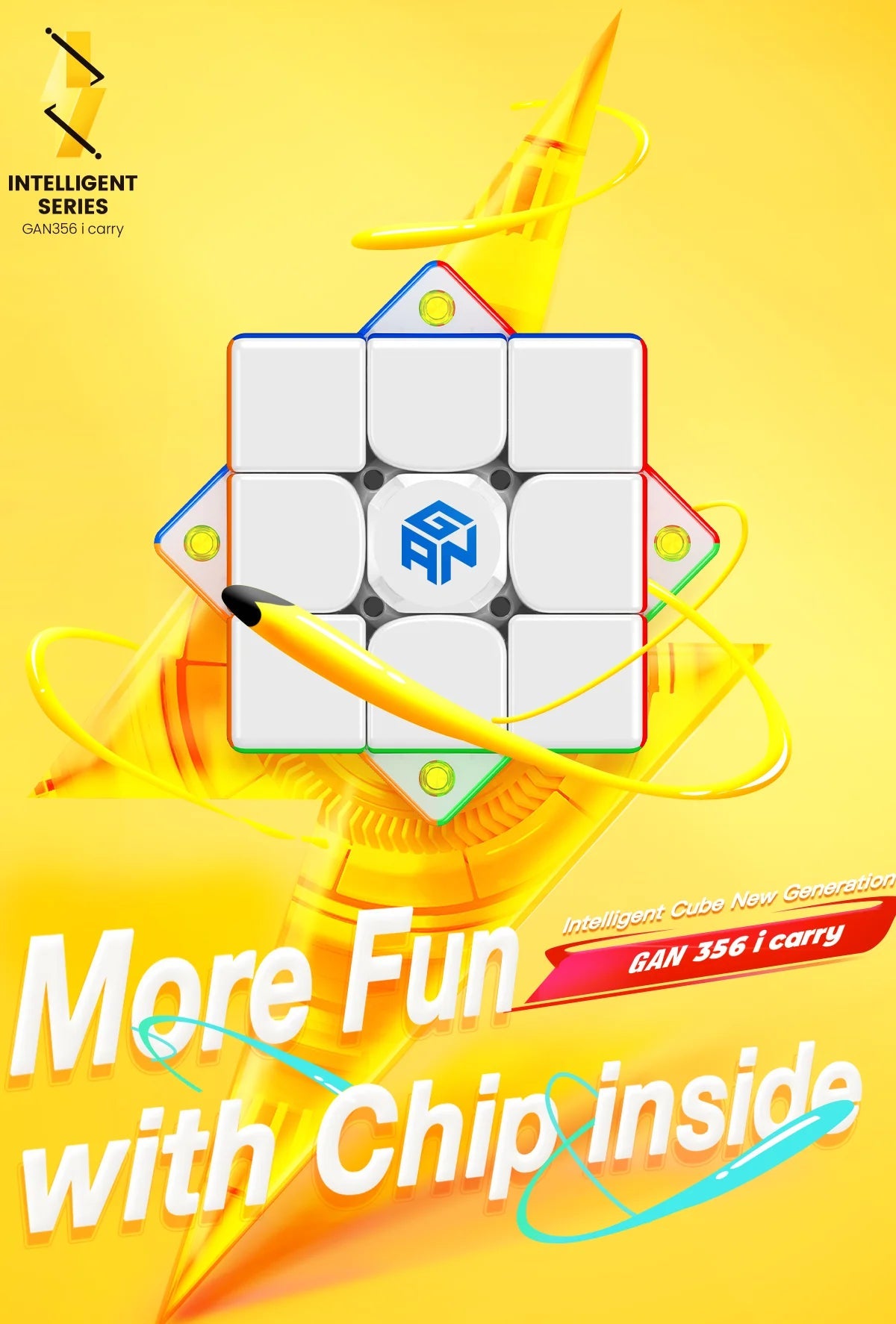 GAN 356 ICarry 3x3 Magnetic Magic Cube 3x3x3 Magnets Smart Speed Puzzle GAN CUBE Brain Teasers GAN 356 I Carry Educational Toys - Slobuy