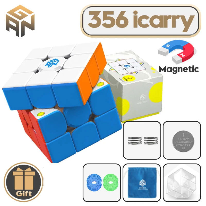 GAN 356 ICarry 3x3 Magnetic Magic Cube 3x3x3 Magnets Smart Speed Puzzle GAN CUBE Brain Teasers GAN 356 I Carry Educational Toys - Slobuy