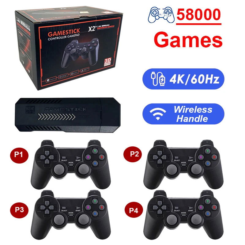 GD10 Plus Game Console 4K 3D X2 Plus Gaming HD Output TV Game play 2.4G Dual Handle Portable video Game Console For PS1 N64 - Slobuy