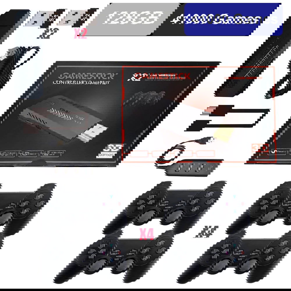GD10 Plus Game Console 4K 3D X2 Plus Gaming HD Output TV Game play 2.4G Dual Handle Portable video Game Console For PS1 N64 - Slobuy