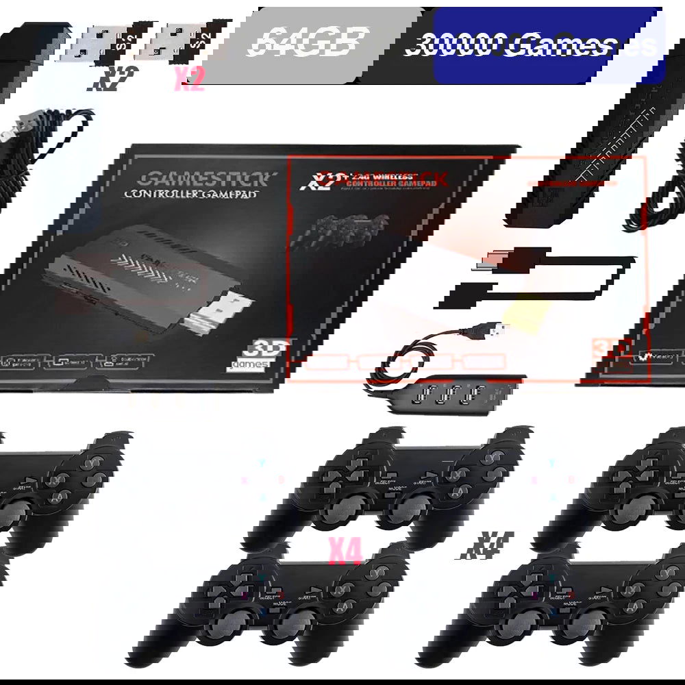 GD10 Plus Game Console 4K 3D X2 Plus Gaming HD Output TV Game play 2.4G Dual Handle Portable video Game Console For PS1 N64 - Slobuy