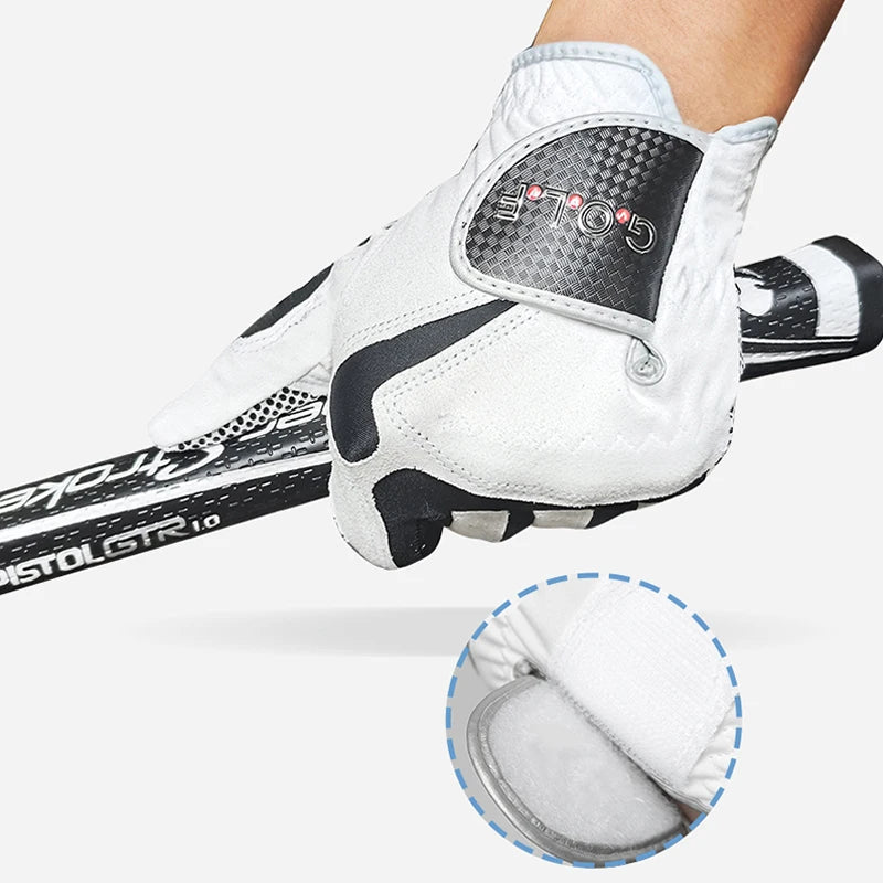 GVOVLVF Men's Golf Glove One Pc  2 Color Options Improved Grip System Cool Comfortable Blue White color left right hand NEW - Slobuy