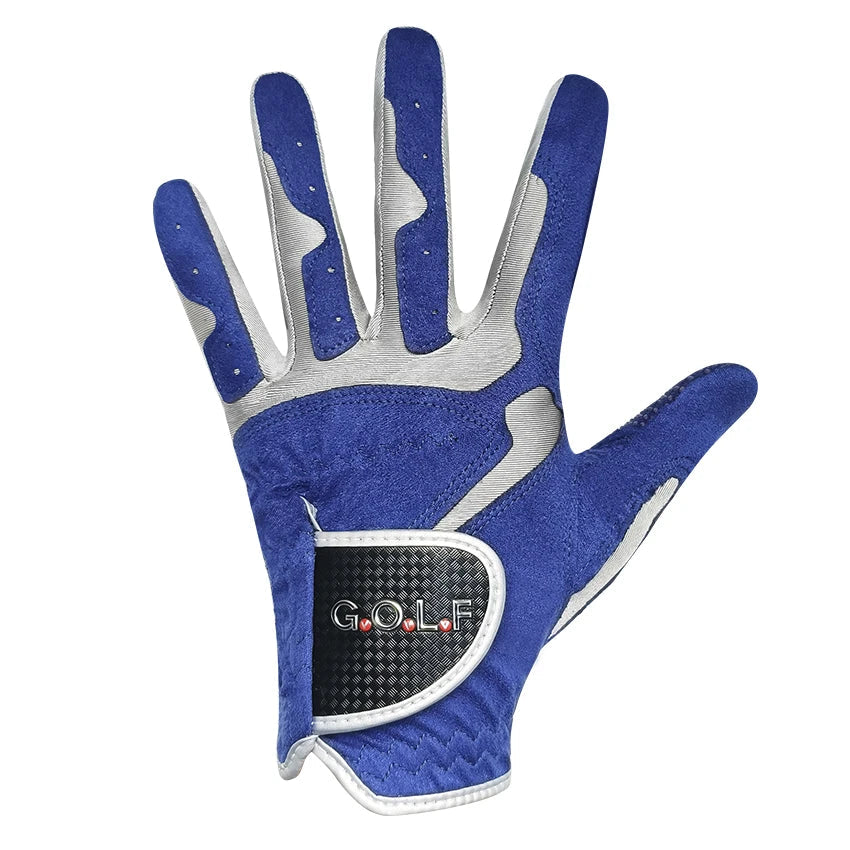 GVOVLVF Men's Golf Glove One Pc  2 Color Options Improved Grip System Cool Comfortable Blue White color left right hand NEW - Slobuy