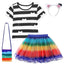 Gabby Dollhouse Cartoon Children Black And White Stripe T-Shirt+Skirt+Bag Sets Kids Carnival Gabby Cats Costume Party Outfits 8Y - Slobuy