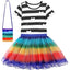 Gabby Dollhouse Cartoon Children Black And White Stripe T-Shirt+Skirt+Bag Sets Kids Carnival Gabby Cats Costume Party Outfits 8Y - Slobuy