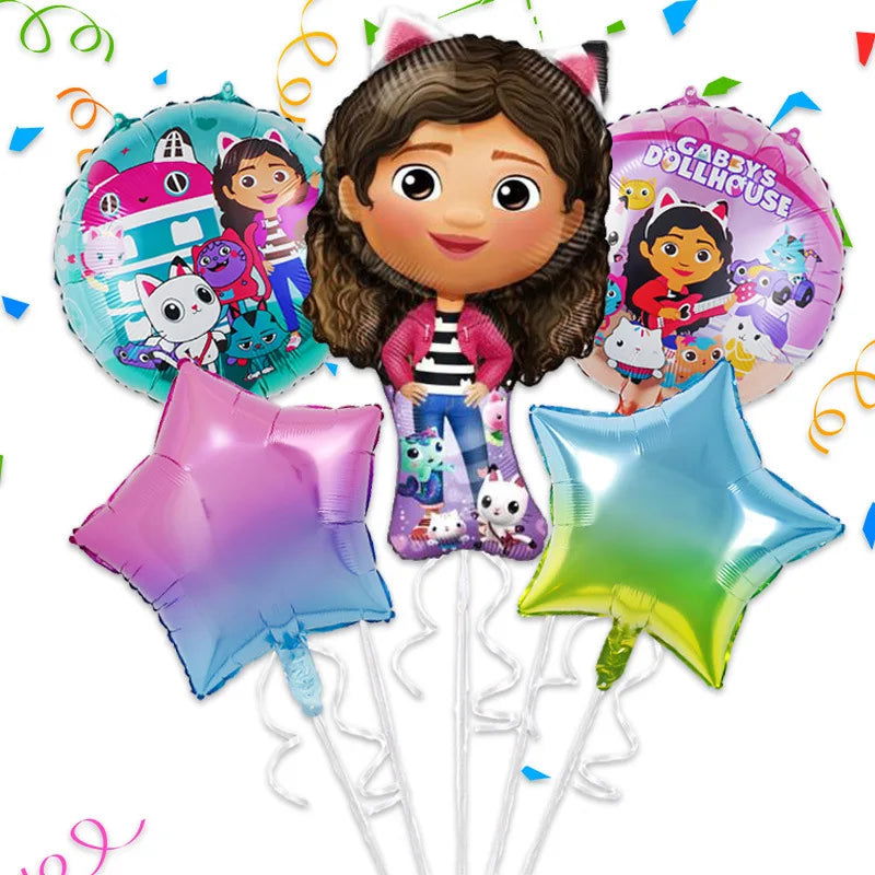 Gabby Dollhouse Cats Birthday Decoration Balloon Disposable Tableware Cat Balloons Kids Gabby Doll House Figures Party Supplies - Slobuy
