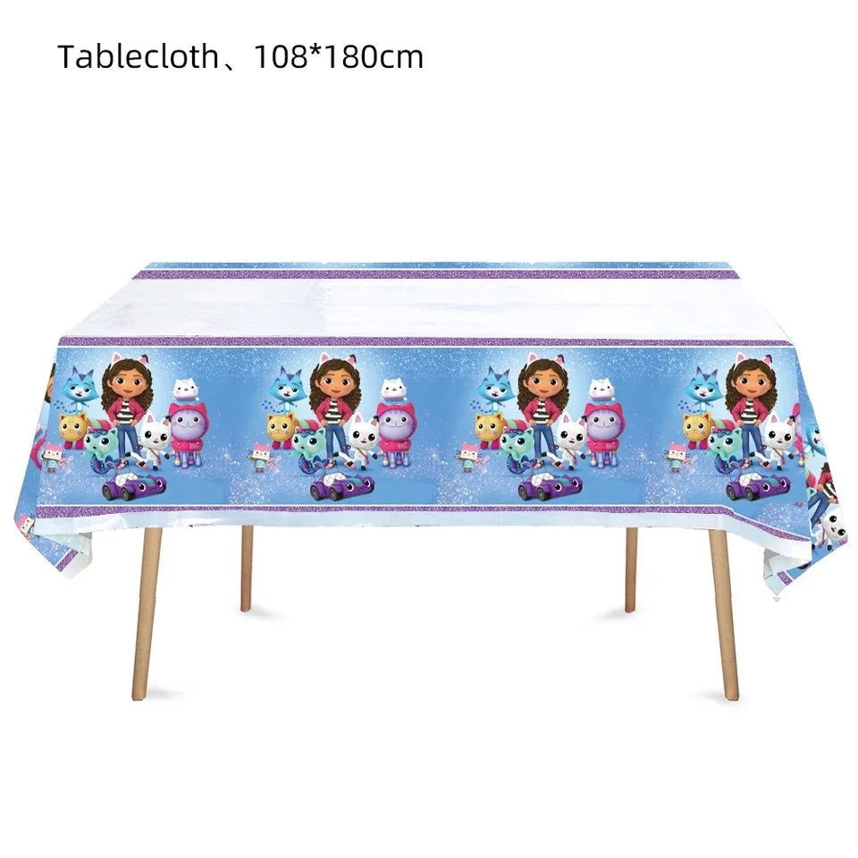 Gabby Dollhouse Cats Birthday Decoration Balloon Disposable Tableware Cat Balloons Kids Gabby Doll House Figures Party Supplies - Slobuy