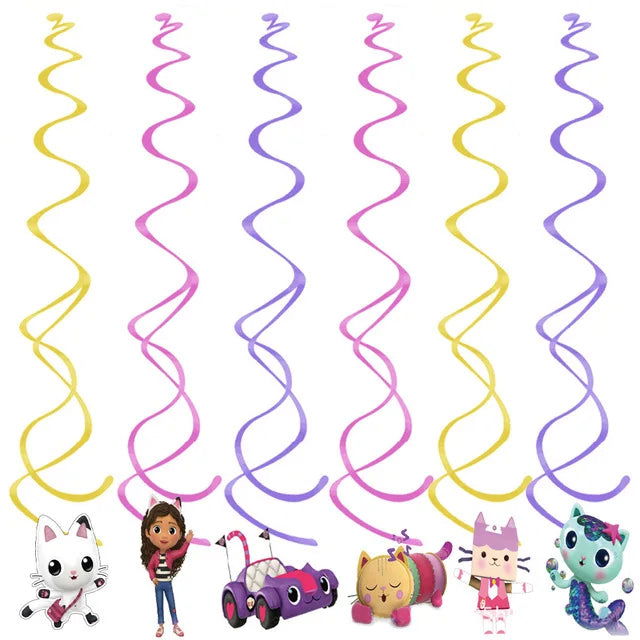 Gabby Dollhouse Cats Birthday Decoration Balloon Disposable Tableware Cat Balloons Kids Gabby Doll House Figures Party Supplies - Slobuy