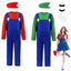 Game Boys Plumber Bros Cosplay Costumes Funny Halloween Carnival Outfits for Kids Adult Fancy Jumpsuit with Hat Mustache Gloves - Slobuy