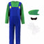 Game Boys Plumber Bros Cosplay Costumes Funny Halloween Carnival Outfits for Kids Adult Fancy Jumpsuit with Hat Mustache Gloves - Slobuy
