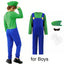 Game Boys Plumber Bros Cosplay Costumes Funny Halloween Carnival Outfits for Kids Adult Fancy Jumpsuit with Hat Mustache Gloves - Slobuy