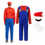Game Boys Plumber Bros Cosplay Costumes Funny Halloween Carnival Outfits for Kids Adult Fancy Jumpsuit with Hat Mustache Gloves - Slobuy