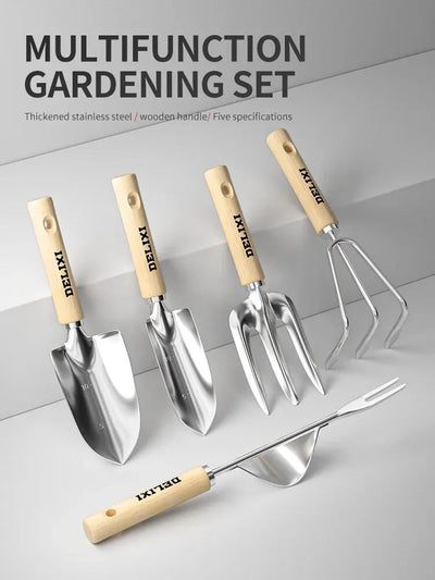 Garden Shovel Rake Spade Set Wooden Handle for Flowers Potted Outdoor Planting Household Plant Garden Tools - Slobuy
