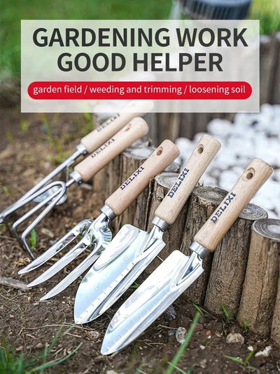 Garden Shovel Rake Spade Set Wooden Handle for Flowers Potted Outdoor Planting Household Plant Garden Tools - Slobuy