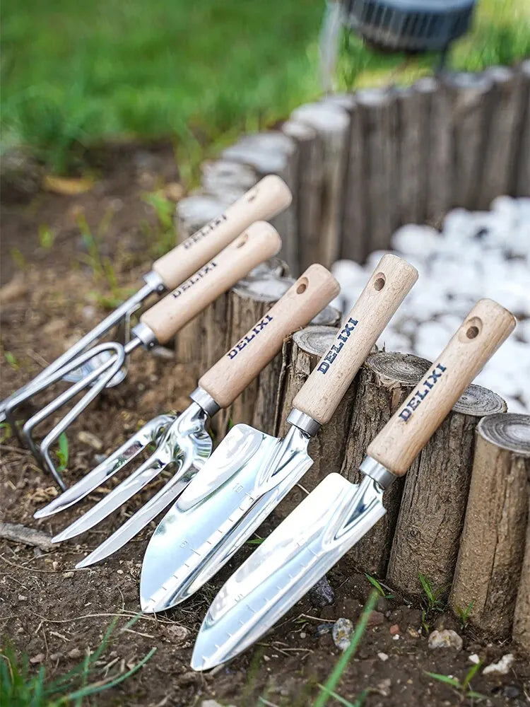 Garden Shovel Rake Spade Set Wooden Handle for Flowers Potted Outdoor Planting Household Plant Garden Tools - Slobuy