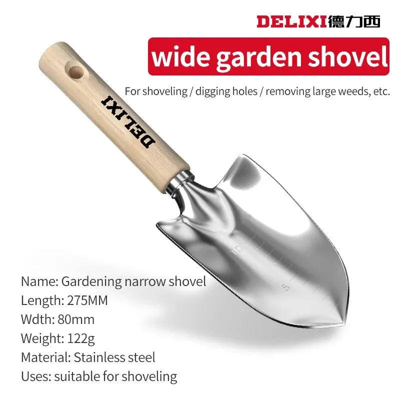 Garden Shovel Rake Spade Set Wooden Handle for Flowers Potted Outdoor Planting Household Plant Garden Tools - Slobuy