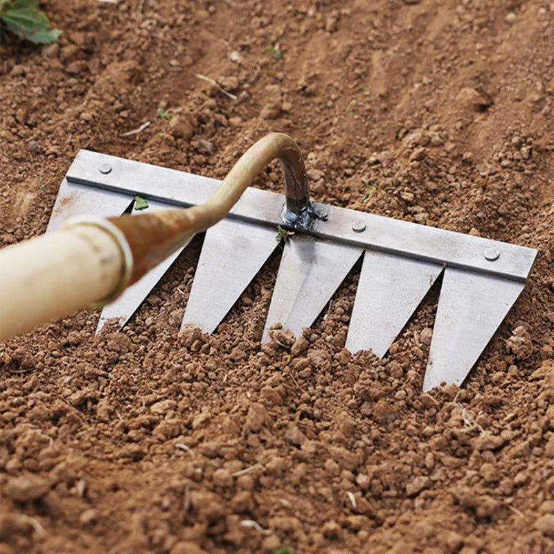 Gardening Hoe Weeding Rake Steel Farm Tool Grasping Raking Level Loosen Soil Harrow Clean Leaves Collect Weeds Agricultural Tool - Slobuy