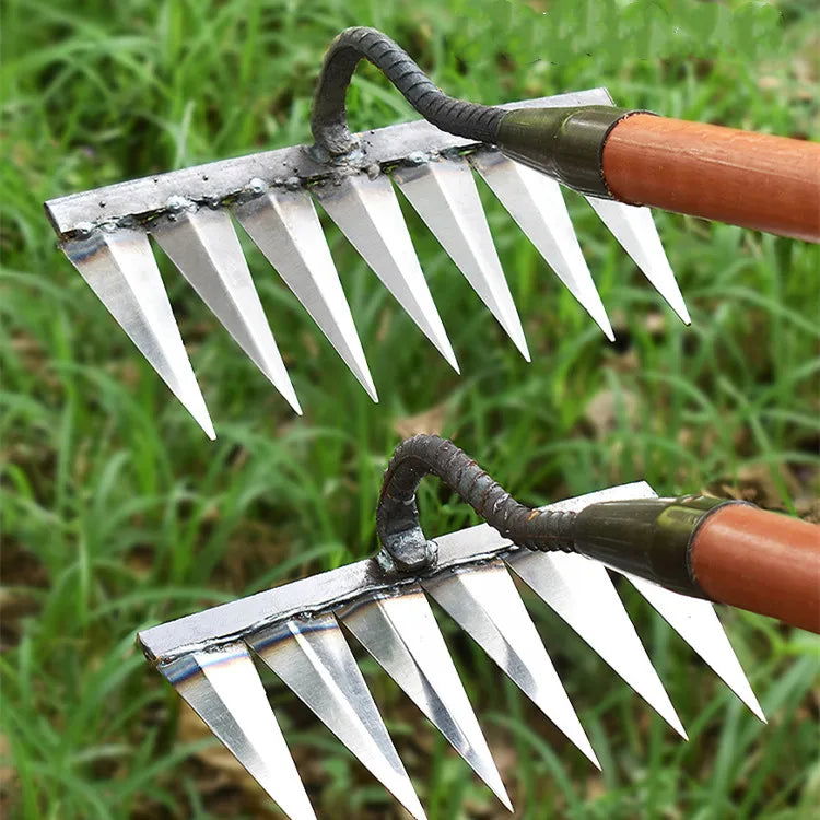 Gardening Hoe Weeding Rake Steel Farm Tool Grasping Raking Level Loosen Soil Harrow Clean Leaves Collect Weeds Agricultural Tool - Slobuy