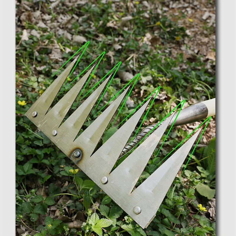 Gardening Hoe Weeding Rake Steel Farm Tool Grasping Raking Level Loosen Soil Harrow Clean Leaves Collect Weeds Agricultural Tool - Slobuy
