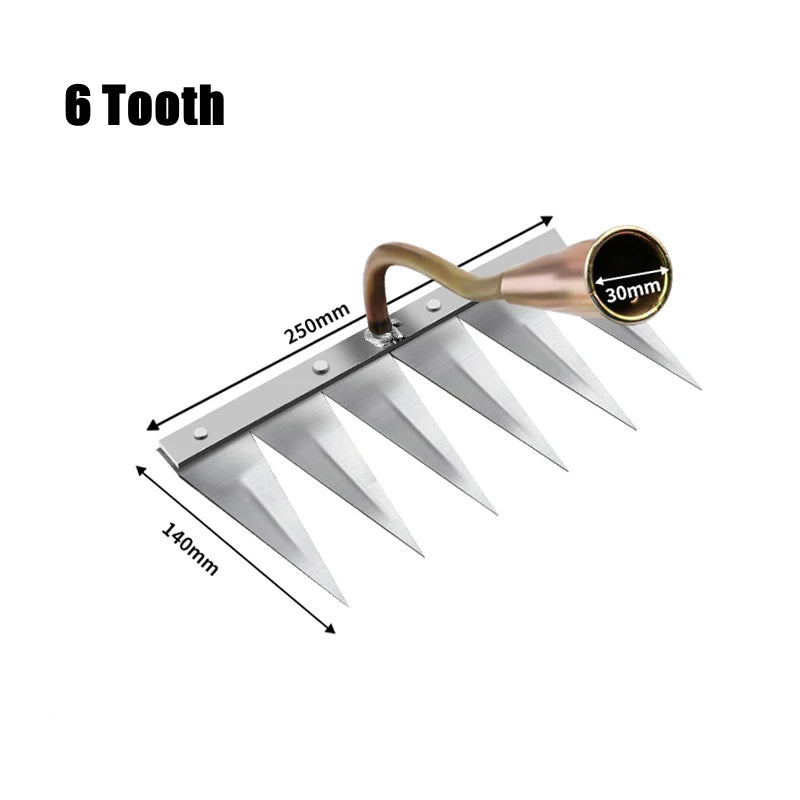 Gardening Hoe Weeding Rake Steel Farm Tool Grasping Raking Level Loosen Soil Harrow Clean Leaves Collect Weeds Agricultural Tool - Slobuy