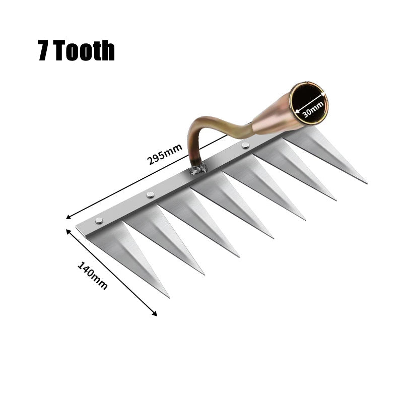 Gardening Hoe Weeding Rake Steel Farm Tool Grasping Raking Level Loosen Soil Harrow Clean Leaves Collect Weeds Agricultural Tool - Slobuy