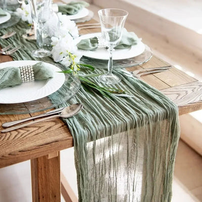 Gauze Table Runner Dinning  Decoration 90*300CM Rustic Country Boho Beach Wedding Party Table Decor Christmas Table Runners - Slobuy