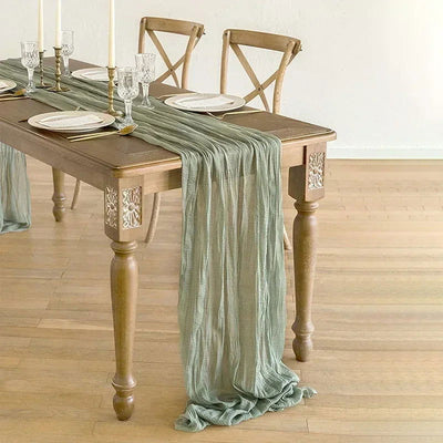 Gauze Table Runner Dinning  Decoration 90*300CM Rustic Country Boho Beach Wedding Party Table Decor Christmas Table Runners - Slobuy