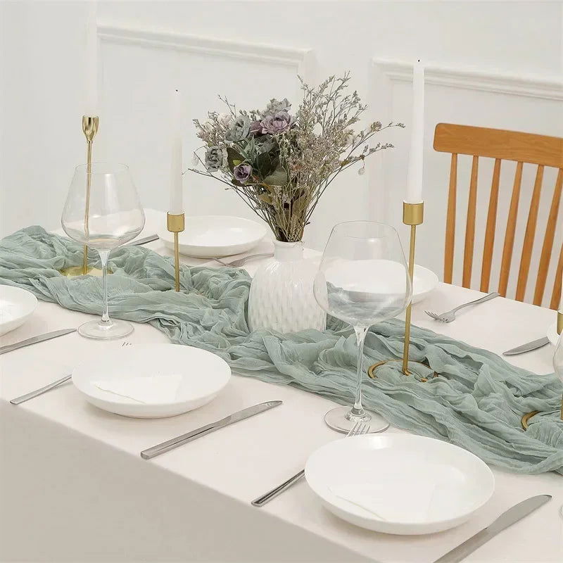 Gauze Table Runner Dinning  Decoration 90*300CM Rustic Country Boho Beach Wedding Party Table Decor Christmas Table Runners - Slobuy