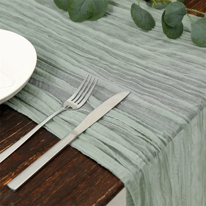 Gauze Table Runner Dinning  Decoration 90*300CM Rustic Country Boho Beach Wedding Party Table Decor Christmas Table Runners - Slobuy