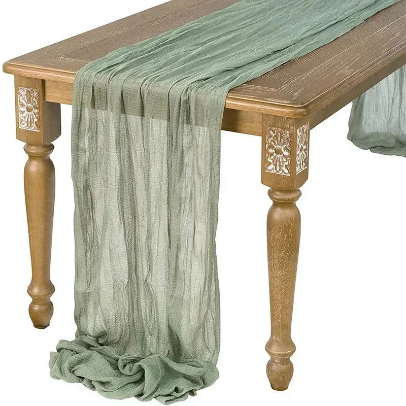 Gauze Table Runner Dinning  Decoration 90*300CM Rustic Country Boho Beach Wedding Party Table Decor Christmas Table Runners - Slobuy